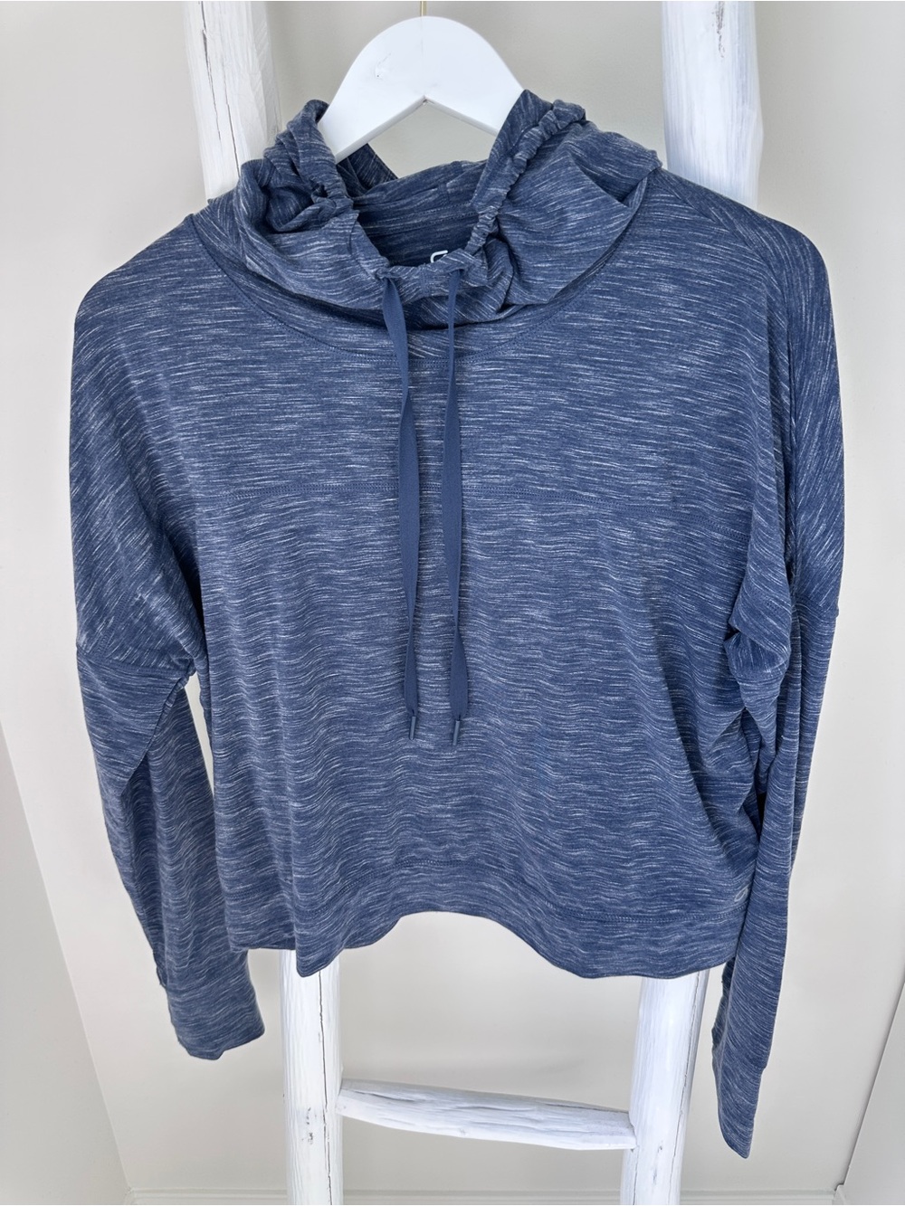 GAP Fit Breathe Heathered Dark Blue Lightweight Active Pullover Hoodie Size L